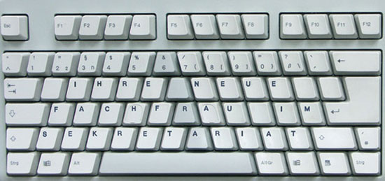 Schreibmaschinentastatur mit veränderten Buchstaben